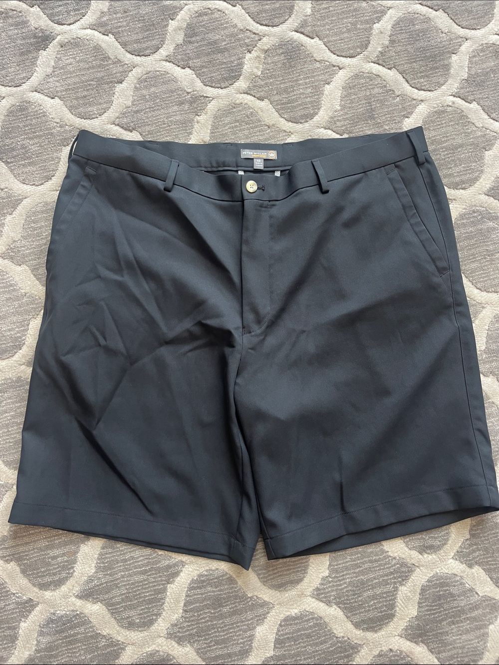 Peter Millar Black Flat-Front Men's Shorts